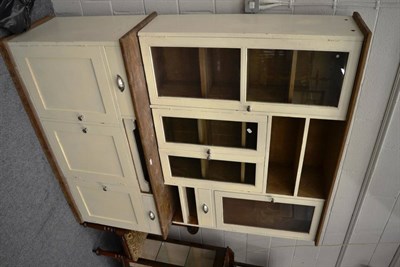 Lot 1081 - A part painted pine kitchen sideboard with part glazed upper section