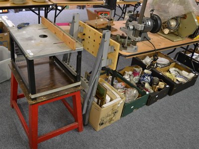 Lot 1137 - A quantity of electric workbench tools including a grinder, band saw, belt sander, etc,...