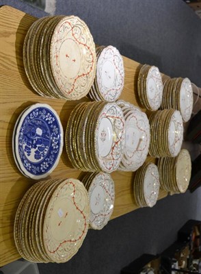 Lot 1142 - A 19th century gilt decorated dinner service, approximately 95 pieces