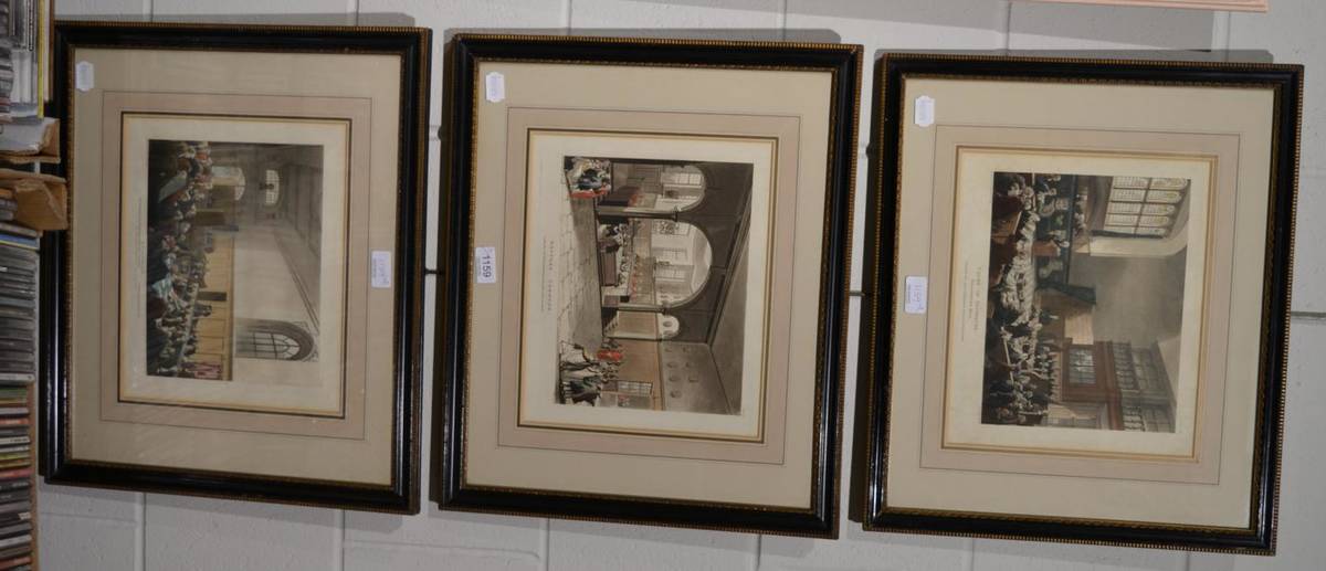 Lot 1159 - A set of three 19th century coloured engravings after Rowlandson and Pugin