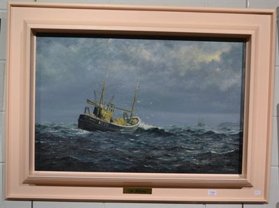 Lot 1160 - J Rigg (20th century), ";Off Whitby";, oil on canvas, signed