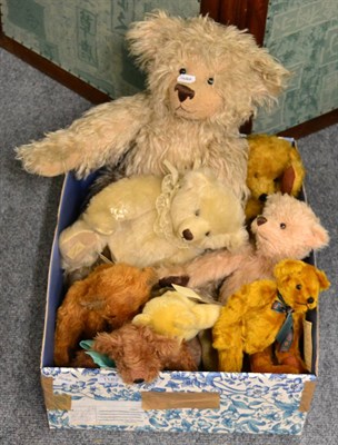 Lot 1182 - Assorted modern Dens Rag Book Bears, including a large curly cream plush jointed teddy bear,...