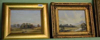 Lot 1202 - Peter Drewett, ";The Copse near Netherdale";, signed, oil on canvas, together with a further oil on