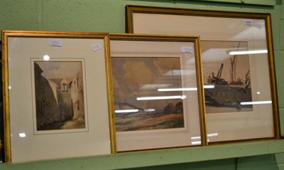 Lot 1204 - Framed watercolour, Rouen scene, Attr. Cottman and two others by Edwin Harris and George Leech (3)