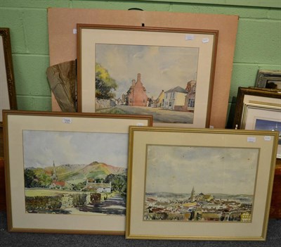 Lot 1225 - Two folios unframed and three framed watercolours by L Channing and framed gouache, the island...