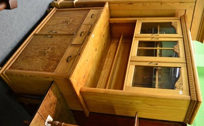 Lot 1266 - A pine kitchen dresser with glazed upper section