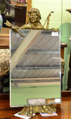 Lot 1306 - An easel framed mirror on brass figural mount