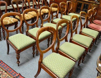 Lot 1312 - A set of ten Victorian mahogany balloon back dining chairs