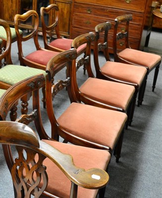 Lot 1313 - A pair of Victorian mahogany balloon back chairs together with a set of five mahogany dining chairs