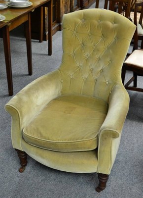 Lot 1322 - 19th century armchair upholstered in pale green velvet