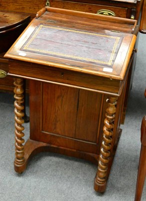 Lot 1337 - Victorian rosewood davenport on turned supports