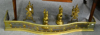 Lot 1342 - Two pairs of andirons and a fender