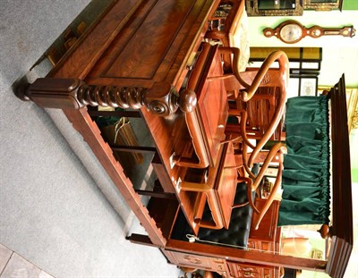 Lot 1371 - A Victorian mahogany half tester bed with green velvet drapes