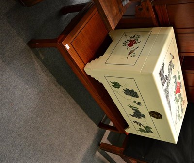 Lot 1375 - A modern Chinese low coffee table and a white painted blanket chest