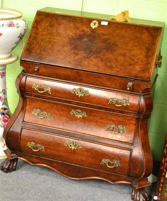 Lot 1394 - A Dutch style walnut bureau