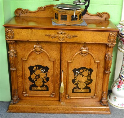 Lot 1404 - A Victorian walnut chiffonier with floral inlay