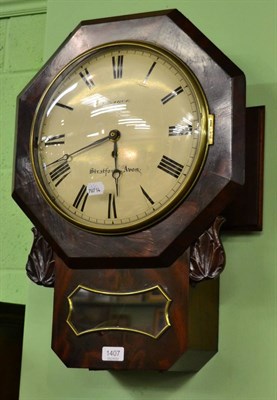 Lot 1407 - A Victorian mahogany drop dial wall clock, signer Pierce, Stratford upon Avon