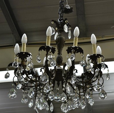 Lot 1416 - A Chandelier hung with facetted glass drops