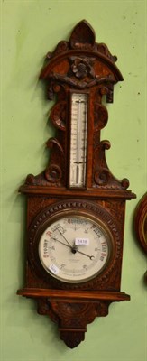 Lot 1418 - Cattaneo & Company, Leeds, carved oak aneroid barometer