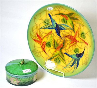 Lot 1423 - A Dennis Chinworks Humming Bird charger, 37cm (restored rim) and a Dennis Chinaworks Frog...