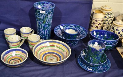 Lot 1443 - Eight pieces of Sophie Hamilton pottery and six pieces of studio pottery impressed 'CB' (14)