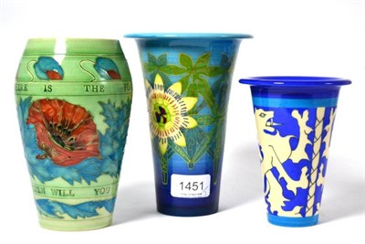 Lot 1451 - Three Dennis Chinaworks vases, Green Poppy, Lions Den, Passion Flower, 13cm, 16.5cm and 17cm