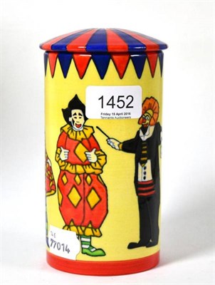 Lot 1452 - A Dennis Chinaworks Miniature Circus Tent pattern lidded box, 17cm