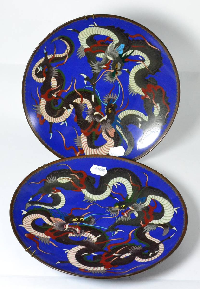Lot 8 A pair of Chinese cloisonne enamel plates