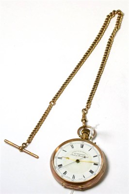 Lot 82 - A 9ct gold pocket watch and a watch chain, curb links stamped '375'