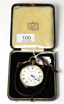 Lot 100 - A 9ct gold open faced pocket watch retailed by Reid & Sons