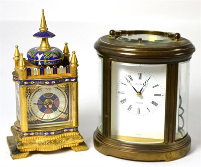 Lot 112 - A striking and repeating carriage clock retailed by Asprey, London and a modern champleve...