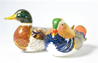 Lot 124 - Royal Crown Derby mallard and another duck, with gold stoppers