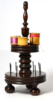 Lot 127 - A 19th century bobbin stand with turned central stem