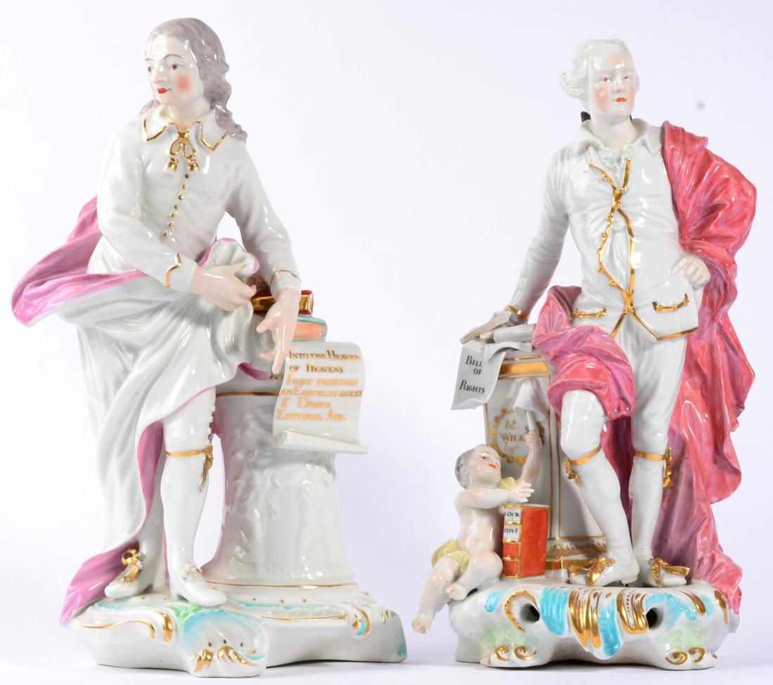 Lot 39 - A Matched Pair of Derby Porcelain Figures of John Wilkes and John Milton, 1765, both standing...