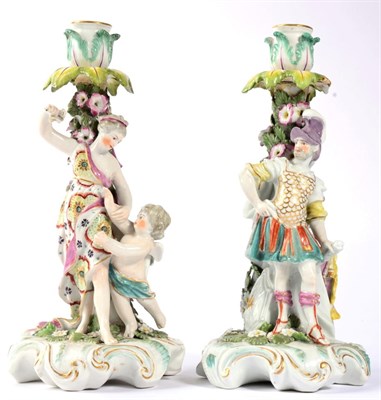 Lot 40 - A Pair of Derby Porcelain Figural Candlesticks, circa 1765, modelled as Mars, and Venus and...