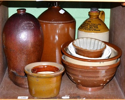 Lot 146 - A collection of stoneware bottles, jelly moulds etc