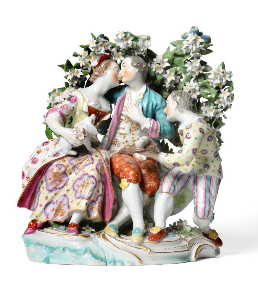 Lot 41 - A Derby Porcelain Commedia dell'Arte Figure Group, circa 1765, depicting Isabella, The Gallant...