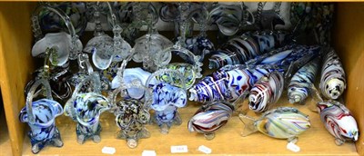 Lot 164 - A collection of Murano glass vases, fish and baskets