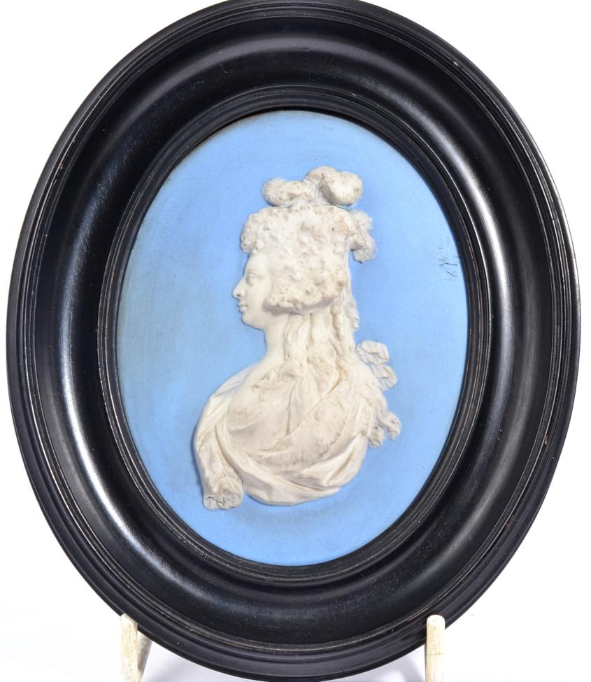 Lot 46 - A Wedgwood Blue Jasper Portrait Medallion, late 18th/early 19th century, modelled as a bust...