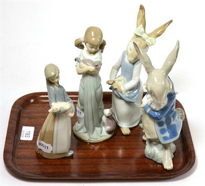 Lot 193 - Two Nao rabbit figures and two Lladro figures