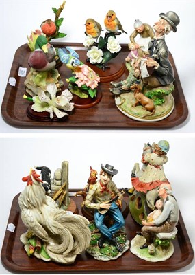 Lot 206 - Two trays including Border Fine Art animal groups and Capodimonte figures, with two Border Fine Art