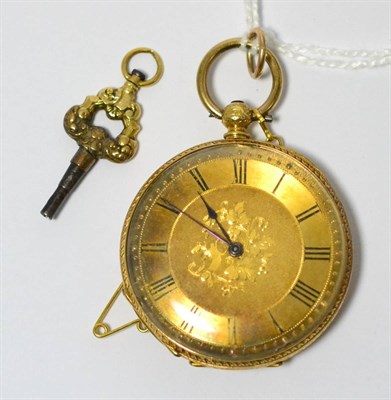 Lot 231 - A lady's fob watch, case stamped '18K'