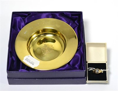 Lot 236 - Silver gilt dish and a 9ct gold signet ring