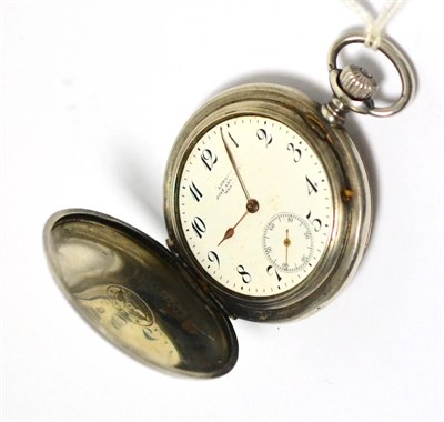 Lot 257 - A full hunter pocket watch, signed Longines, case stamped 0.900