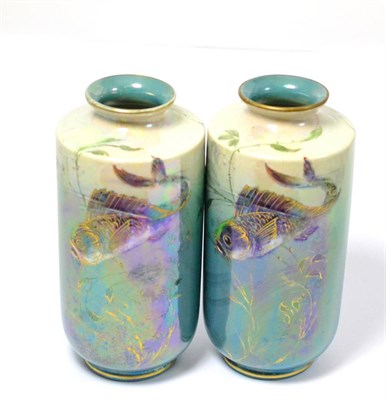 Lot 264 - A pair of Shelley Walter Slater signed fish vases (2)