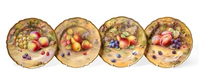 Lot 54 - A Set of Four Royal Worcester Porcelain Cabinet Plates, painted by Lockyer and Shuck, 1924 and...
