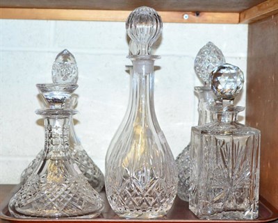 Lot 290 - Six various glass decanters and stoppers including Tiffany of Paris example and an Edinburgh...