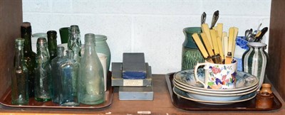 Lot 304 - Plated ware, glass bottles, pottery etc