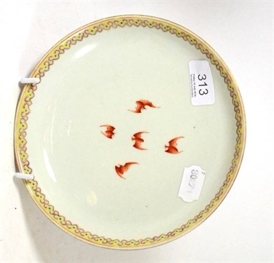 Lot 313 - A Chinese porcelain dish, the interior decorated with bats