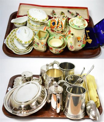 Lot 319 - Quantity of plated items, Masons coffee service and a child's pottery dinner service, lead...